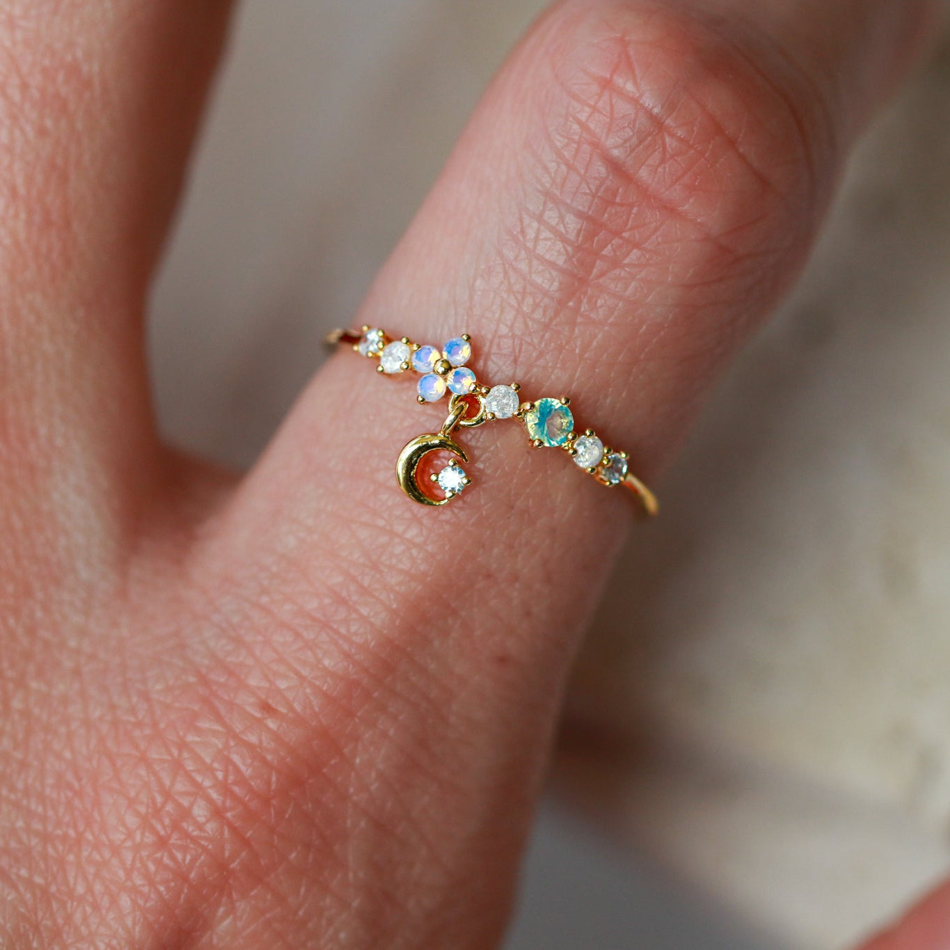 Mystical Lunar Bloom Ring