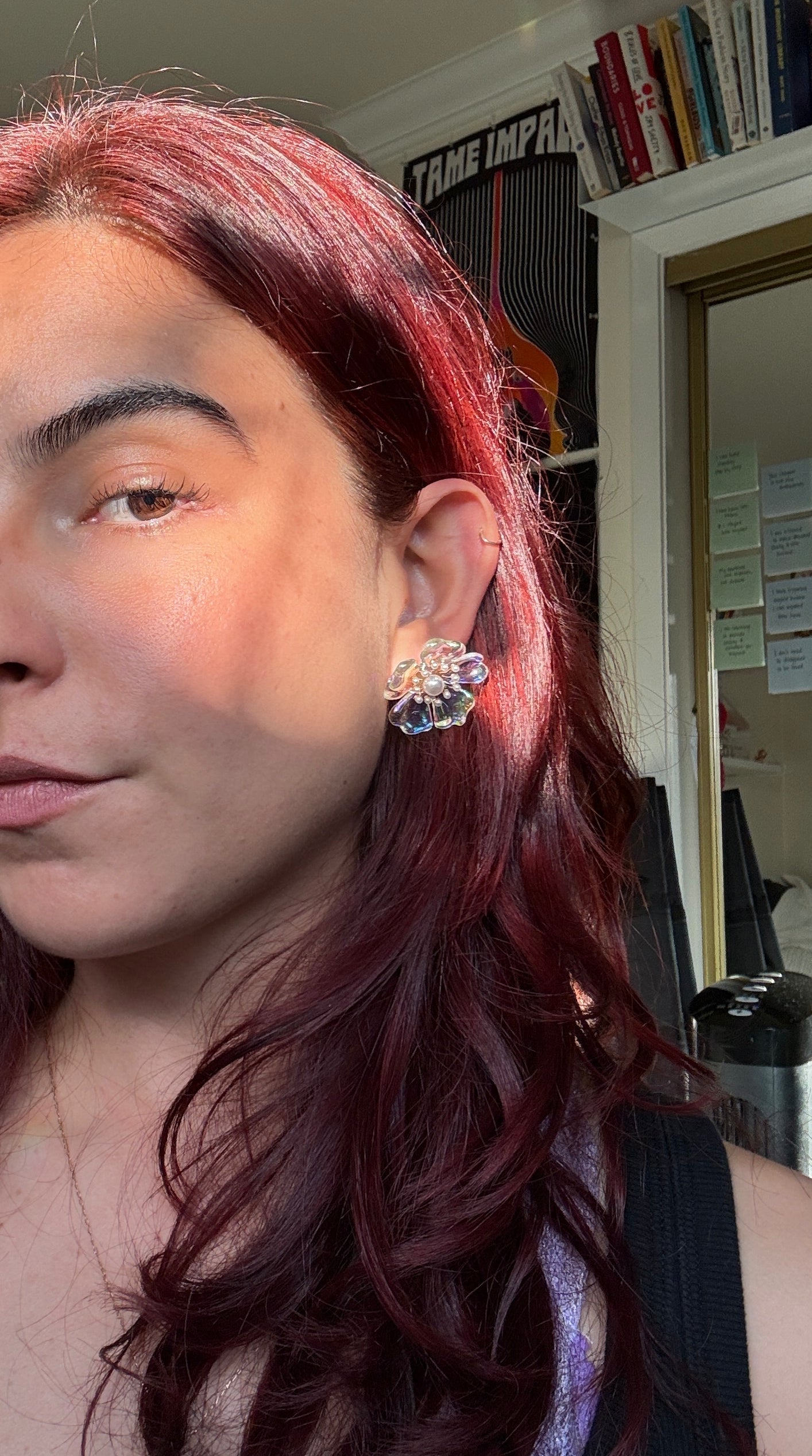 Iridescent Crystal Flower Earrings