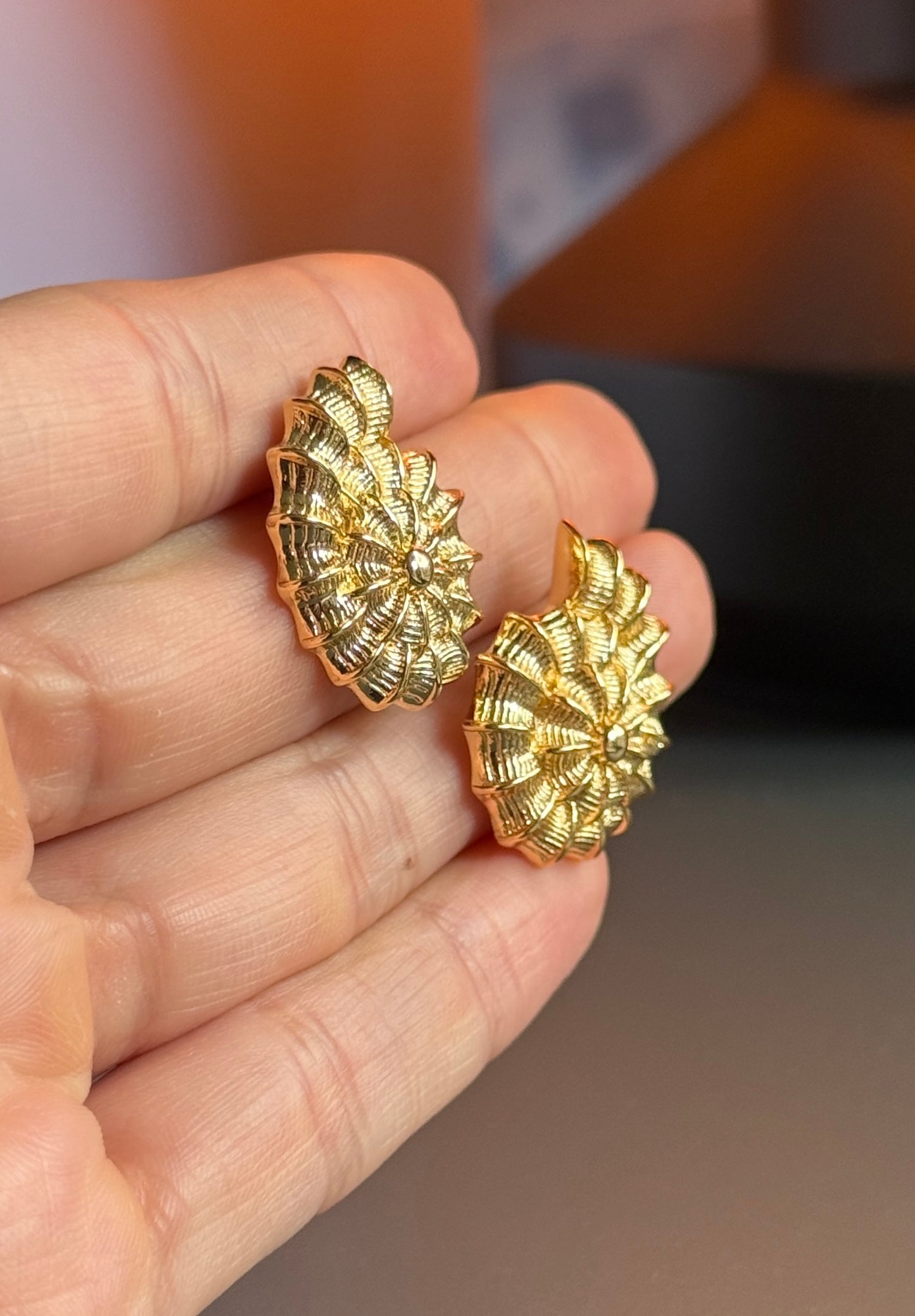 Gold Seashell Statement Earrings