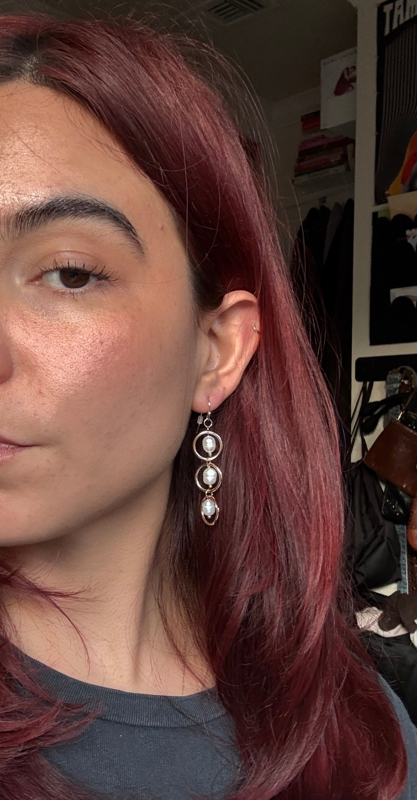 Pearl Circle Drop Earrings