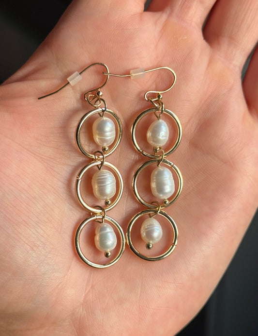Pearl Circle Drop Earrings