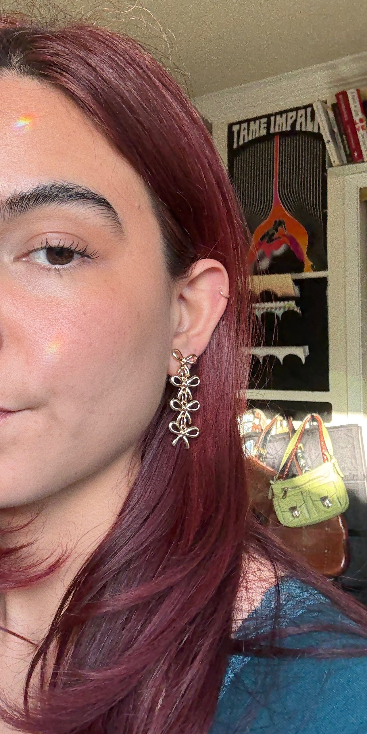 Gold Bow Drop Earrings