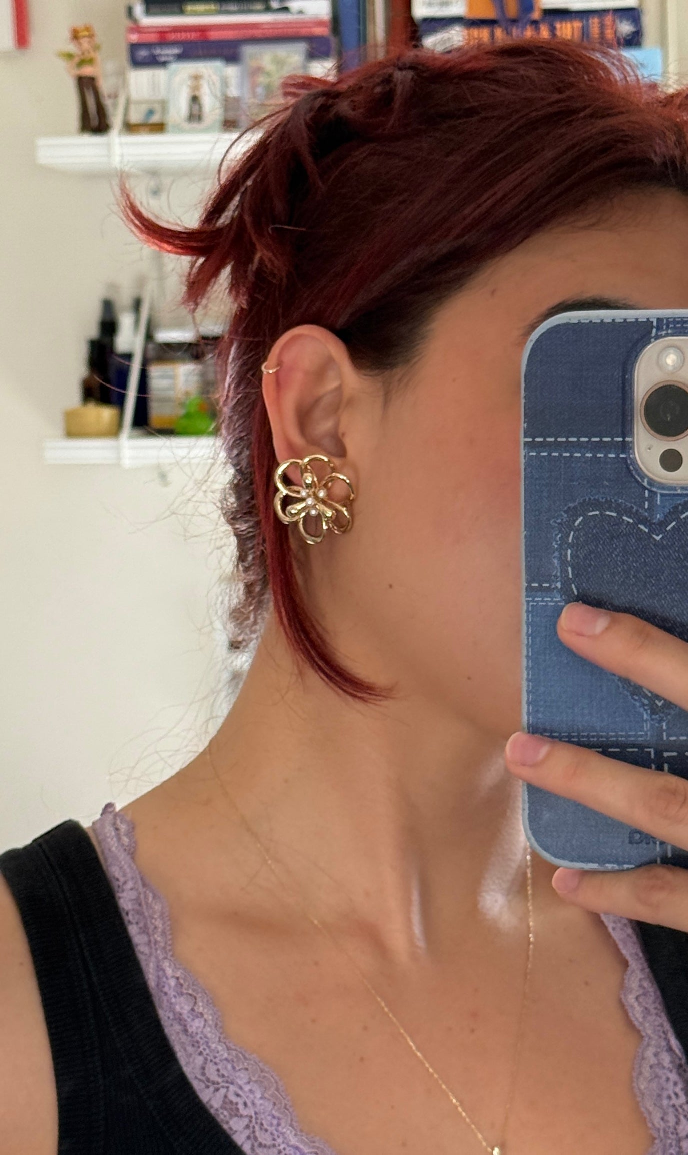 Gold Sculptural Flower Statement Earrings