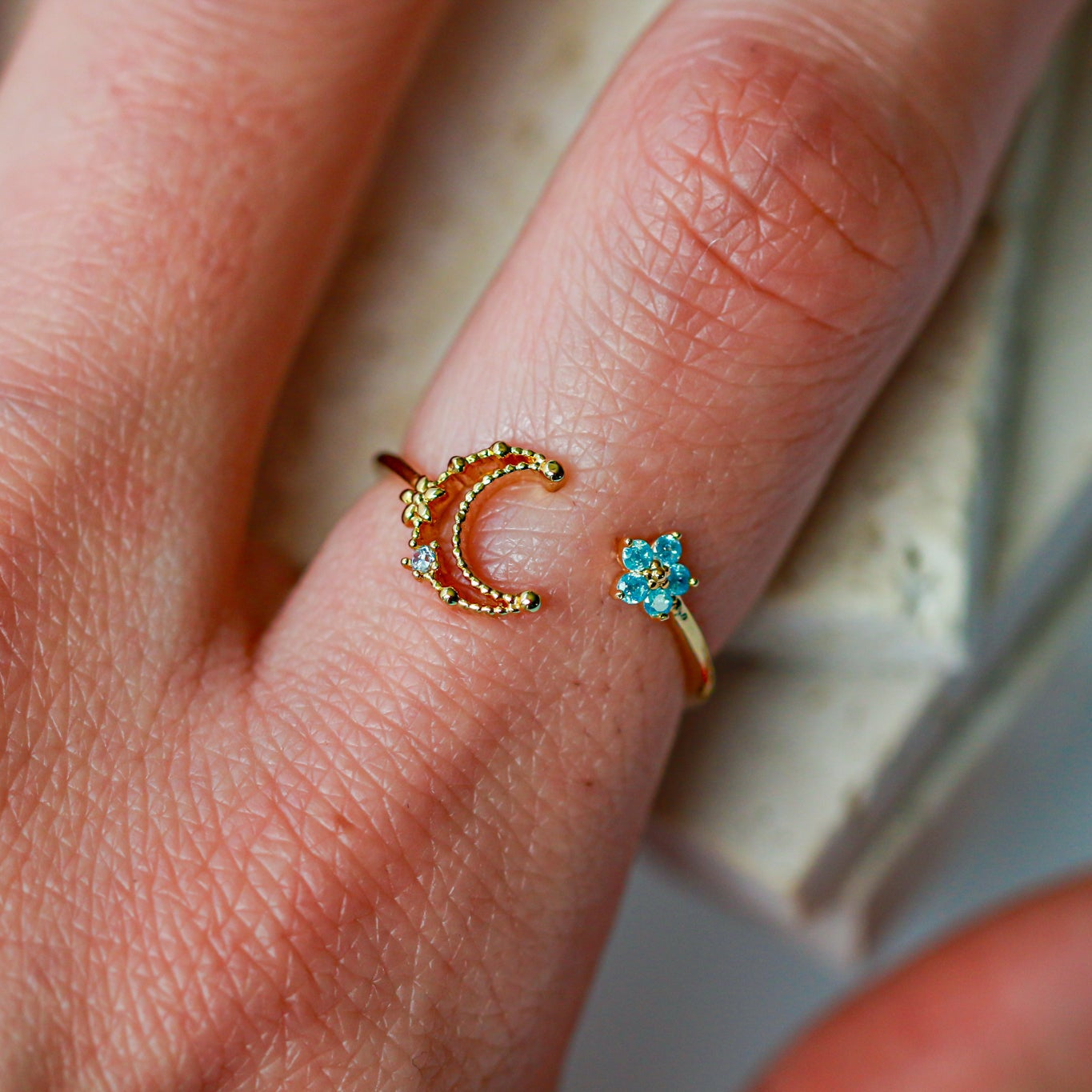 Sea Moon Flower Ring