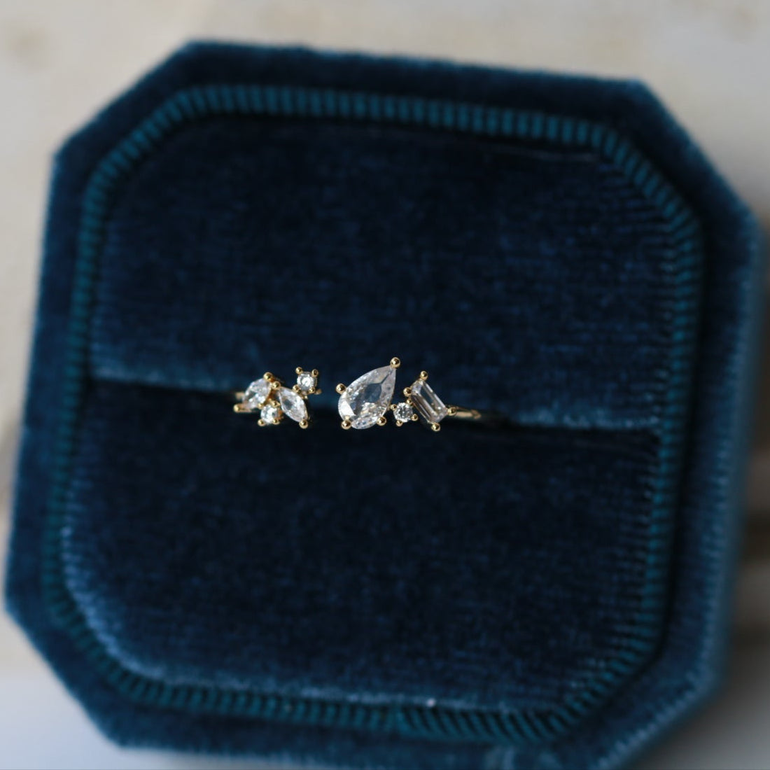 Shimmering Raindrop Adjustable Ring