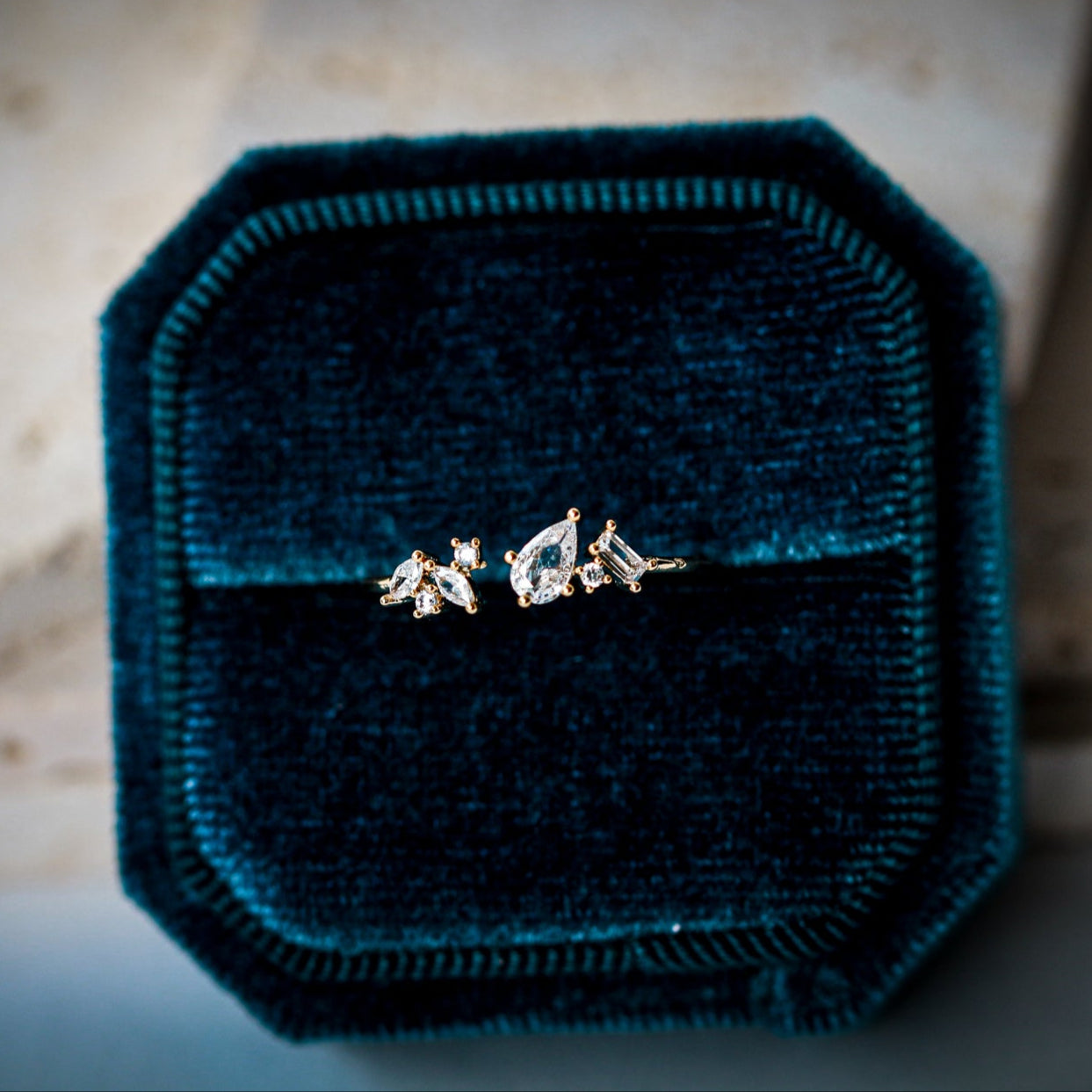 Shimmering Raindrop Adjustable Ring