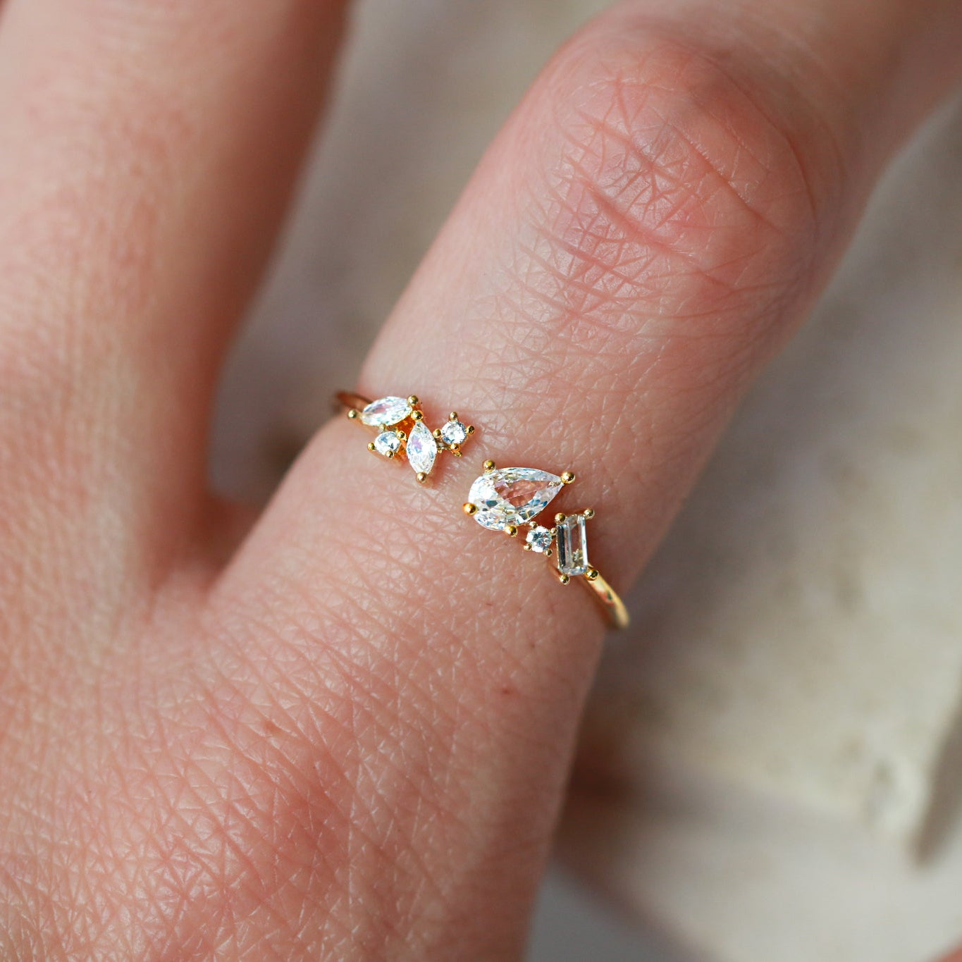 Shimmering Raindrop Adjustable Ring